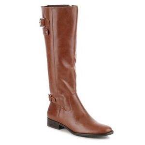 Matisse leather saddle brown bono riding boot side zip buckle accent size 6.5